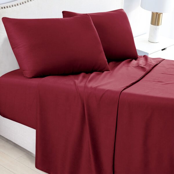 Red-super-Soft-Microfiber-Bedsheet-with-pillows-ontario-canada