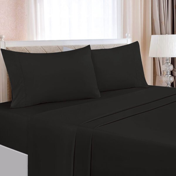 Black-Soft-Microfiber-Bedsheet-with-pillows-ontario-canada
