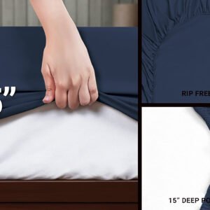 Navy-Soft-Microfiber-Bedsheet-with-pillows-ontario-canada