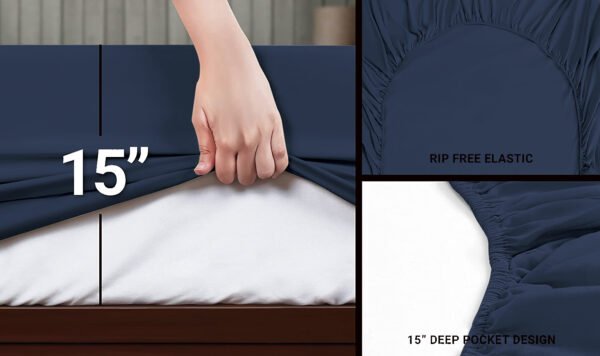 Navy-Soft-Microfiber-Bedsheet-with-pillows-ontario-canada